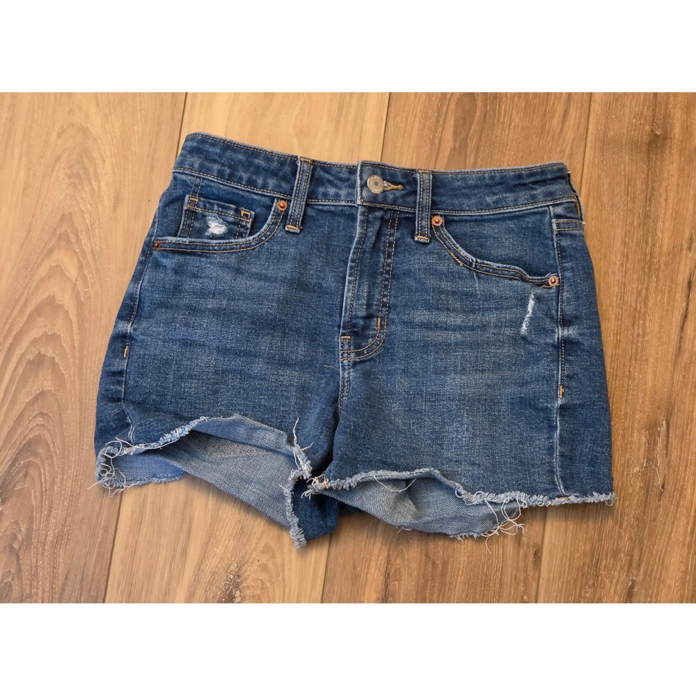 Old Navy High Rise OG Straight Secret Smooth Pockets Shorts Women's Size 2 Blue